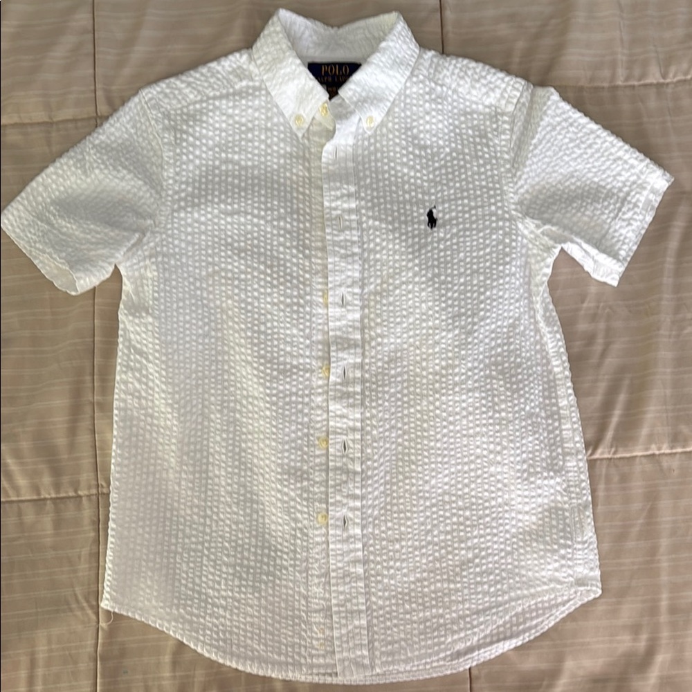 Polo by Ralph Lauren White Short Sleeve Button Down Shirt Size M 10/12